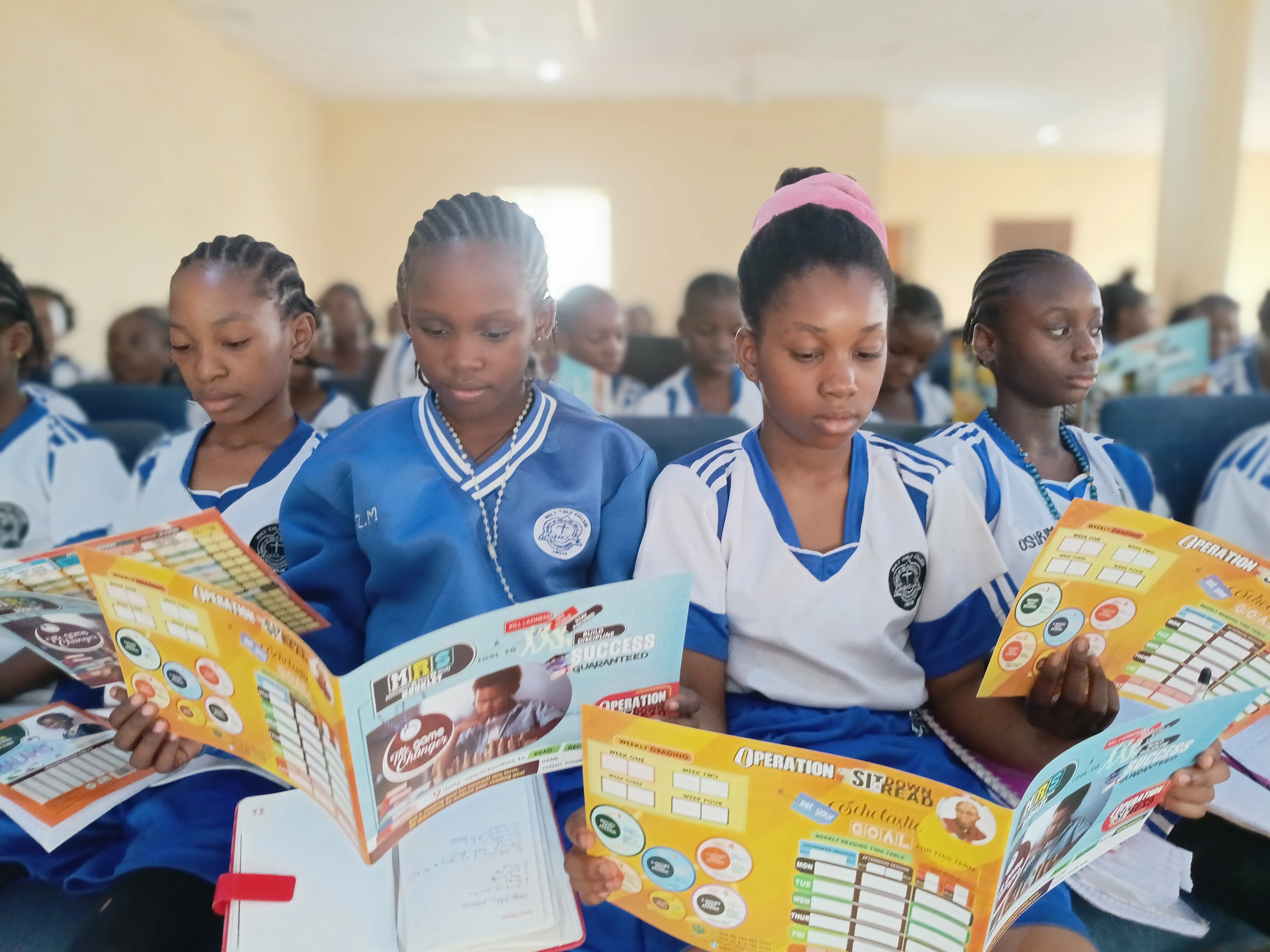 Students reading in groups